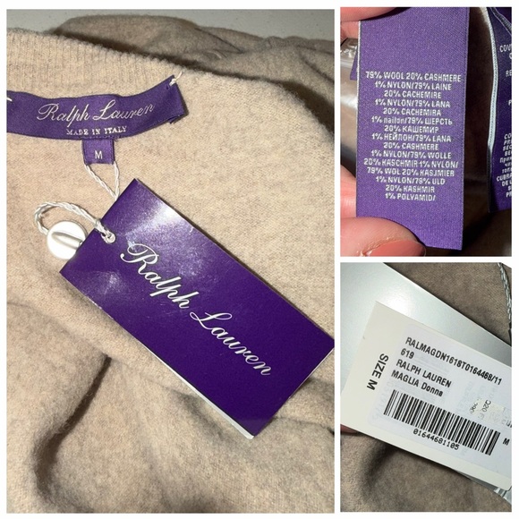 Ralph Lauren Purple Label Tan Wool Cashmere Knit Sweater Dress Size Medium NWT - Picture 12 of 13